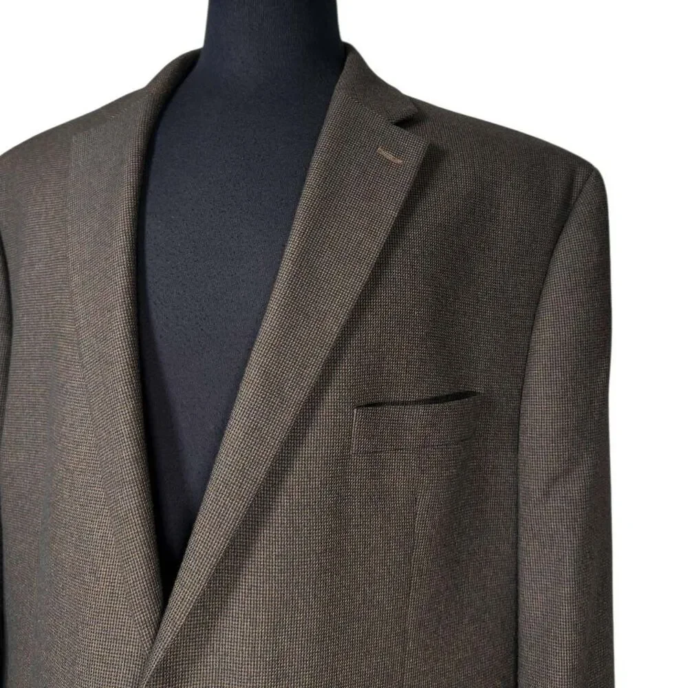 Ralph Lauren Mens Blazer 50R Brown Blue Check Stretch Sport Coat 2 Button Jacket